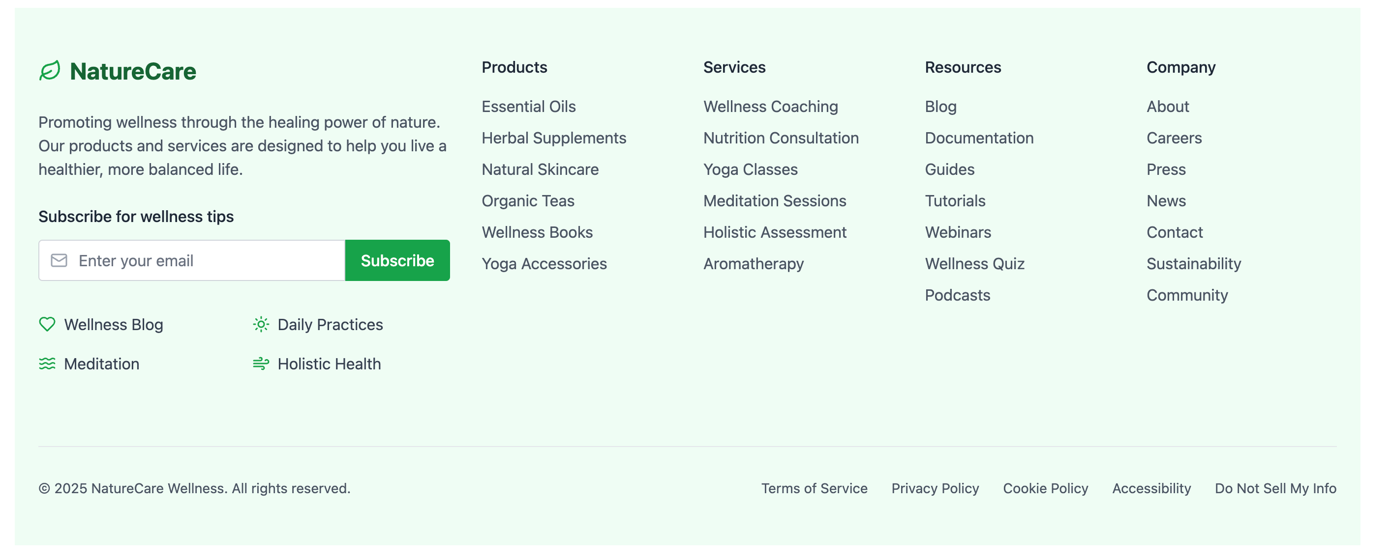 Footer components preview